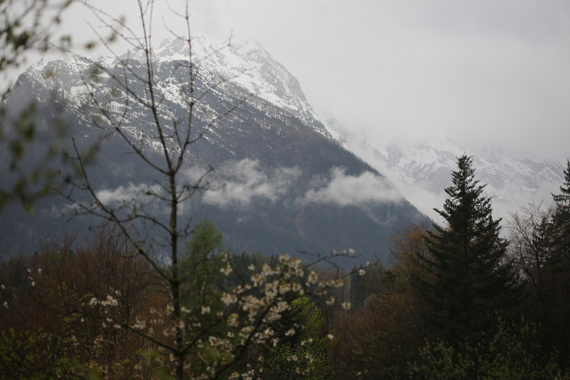 Berge bei Regen